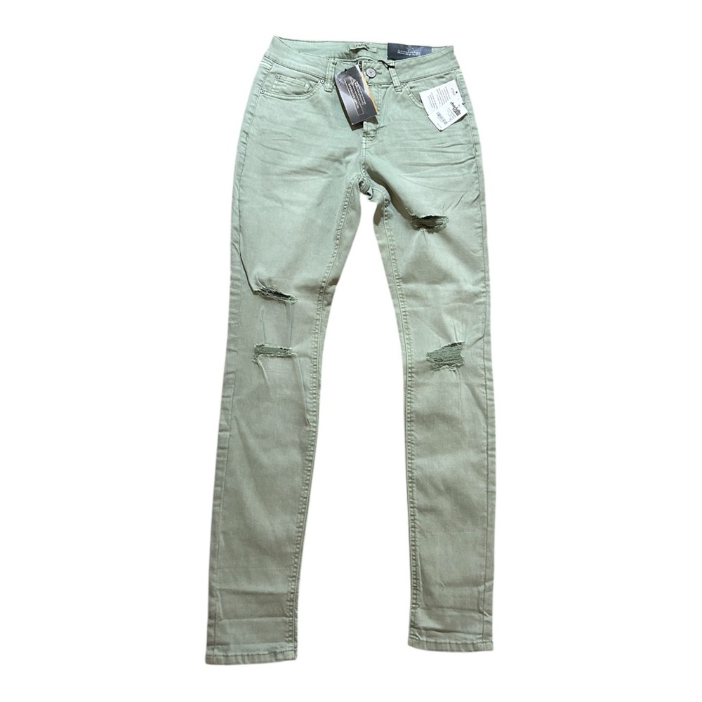Green Distressed Skinny Jeans